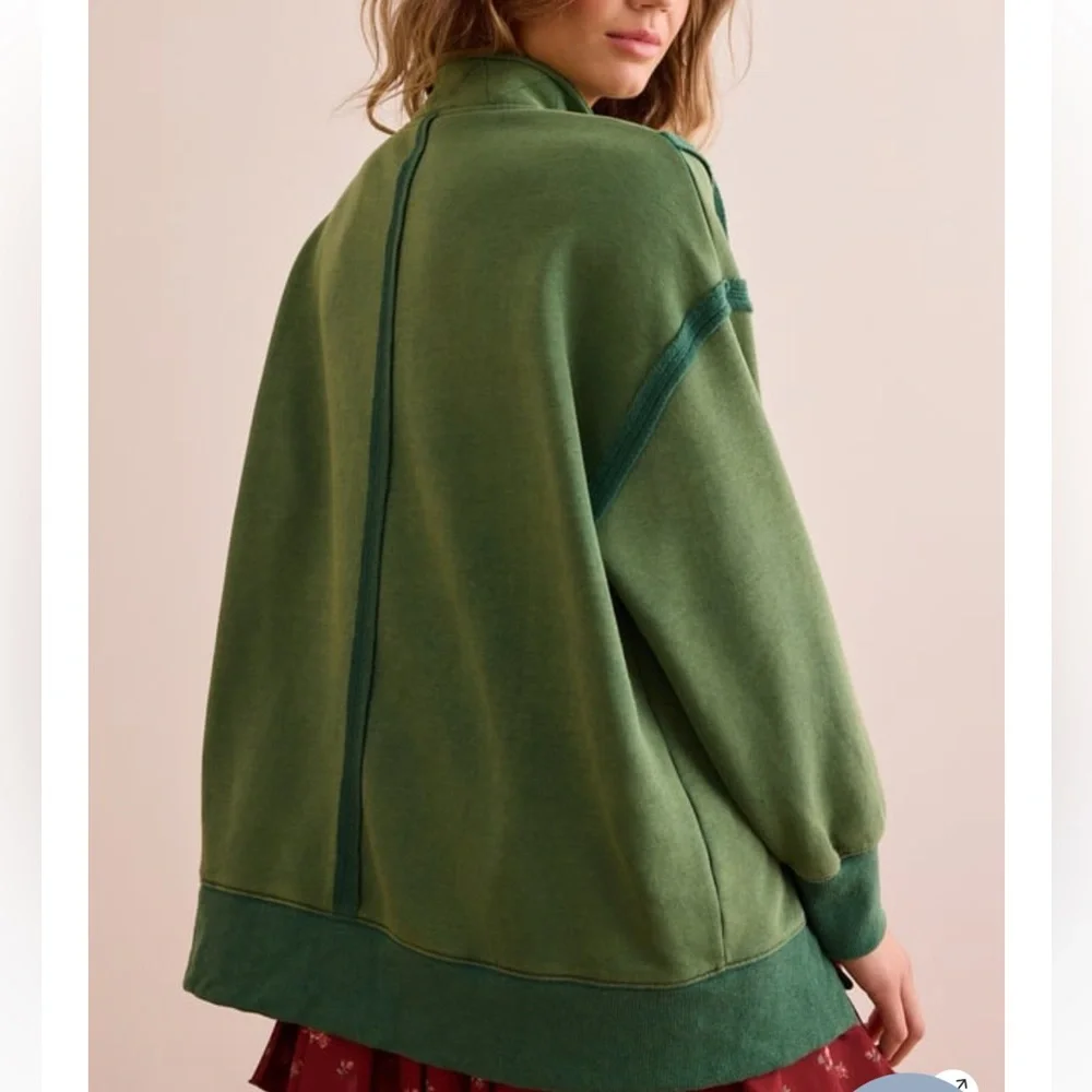 Extended thru 12/16 Altar’d State sz XSmall GREEN Pullover sweatshirt snap NWTS - Picture 3 of 3